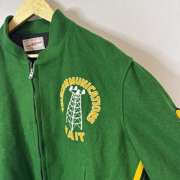 Vintage 1968 NAIT Telecommunications Wool Varsity Jacket Men L 60s College - Picture 2 of 8